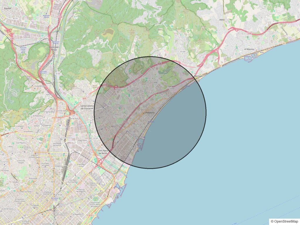 Mapa de la zona de Badalona