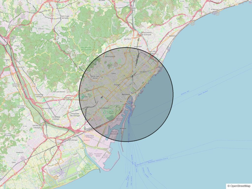Mapa de la zona de Barcelona