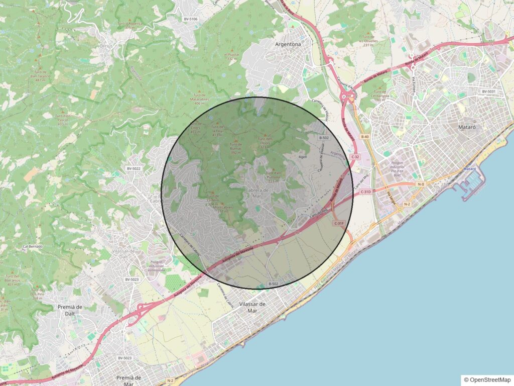 Mapa de la zona de Cabrera de Mar