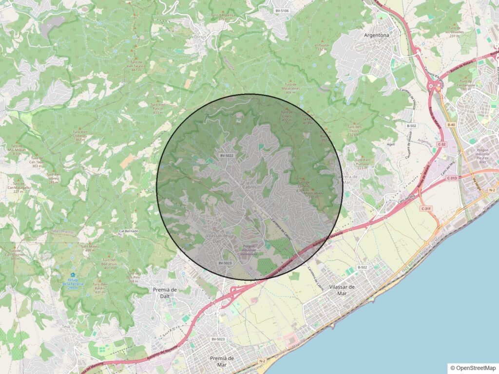 Mapa de la zona de Cabrils