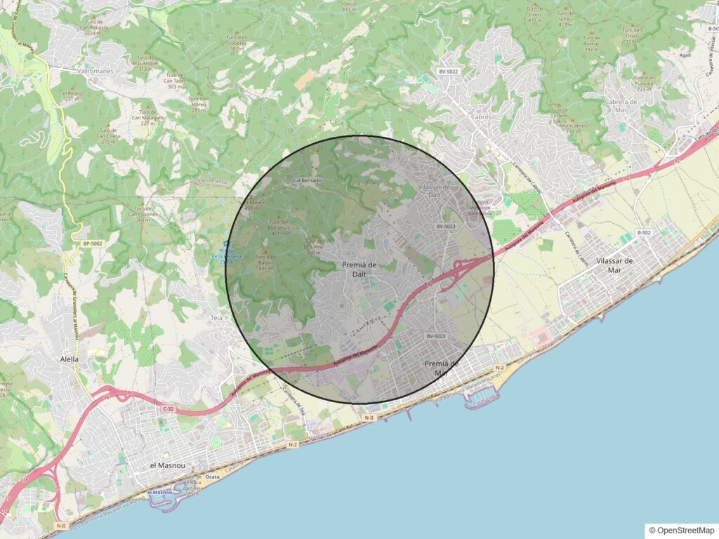 Mapa de la zona de Premià de Dalt