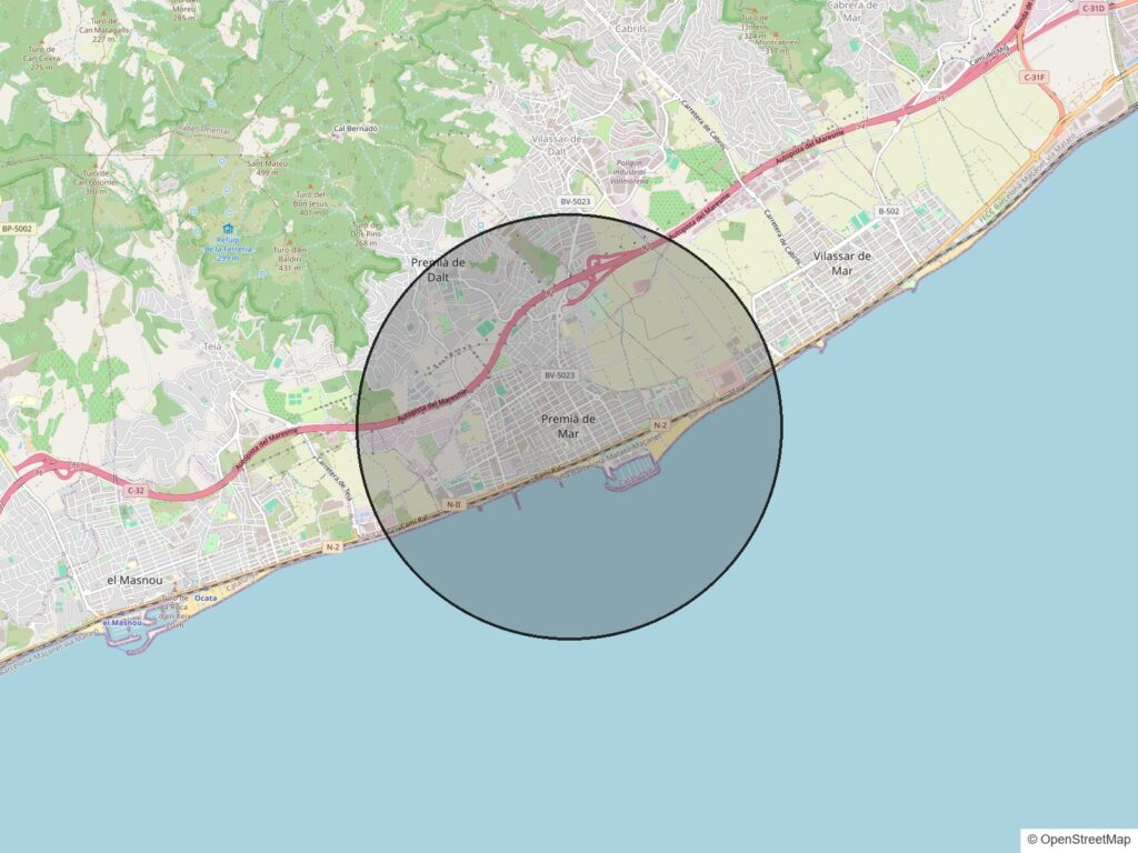 Mapa de la zona de Premià de Mar