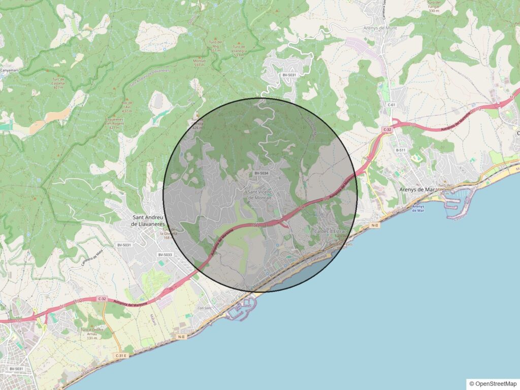 Mapa de la zona de Sant Vicenç de Montalt