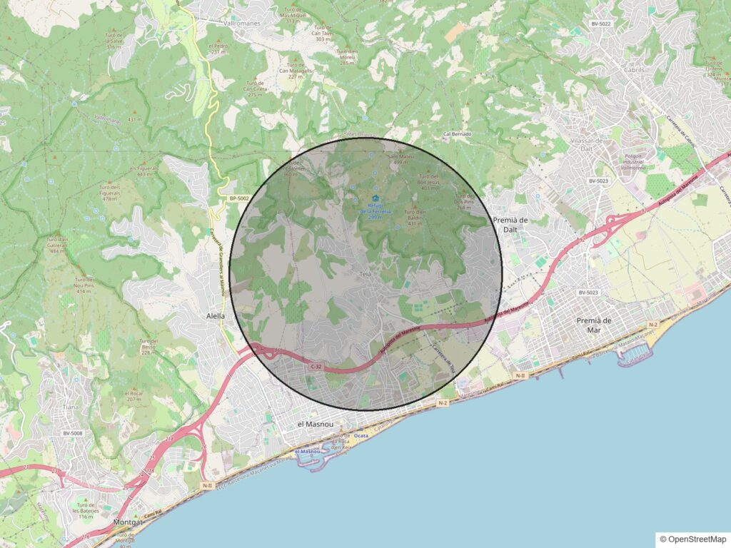 Mapa de la zona de Teià
