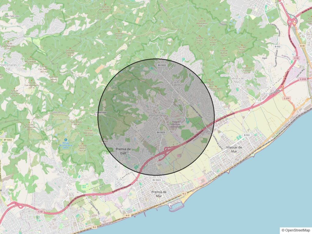 Mapa de la zona de Vilassar de Dalt